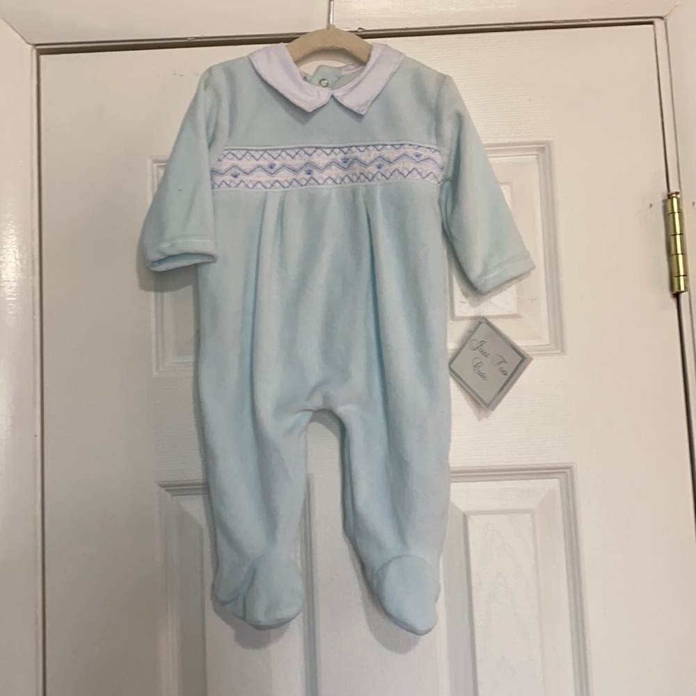 Just Too Cute Velour Onesie- 3/6 Month